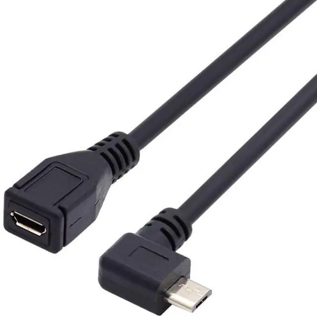Alt view image 5 of 7 - CY Micro USB 2.0 Male to Micro USB 2.0 Female Extension Cable Left & Right 90 Degree Angled Full Pin Connected 0.5M