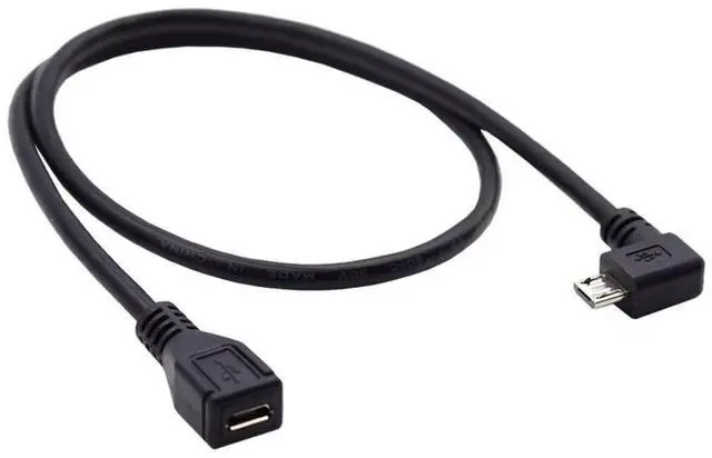 Alt view image 7 of 7 - CY Micro USB 2.0 Male to Micro USB 2.0 Female Extension Cable Left & Right 90 Degree Angled Full Pin Connected 0.5M