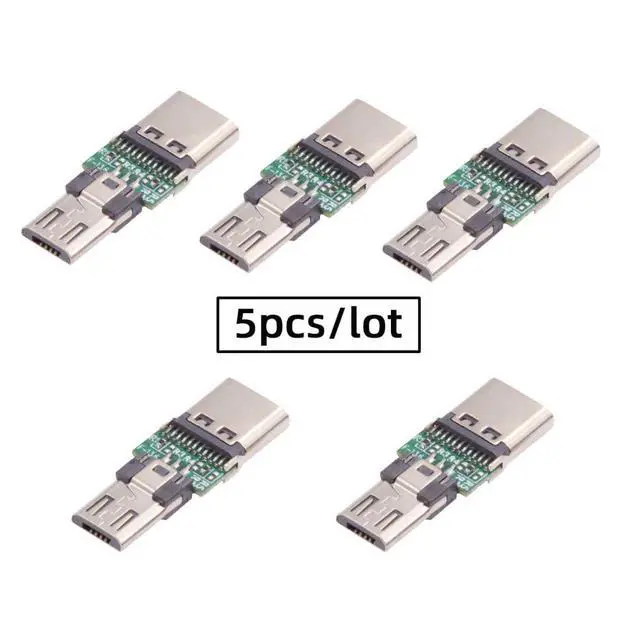 Alt view image 6 of 7 - 5 Pack Micro USB OTG Adapter Micro USB Male to USB C Female Mini Size Connector Adapter