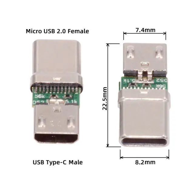 Alt view image 5 of 7 - 5 Pack Micro USB OTG Adapter Micro USB Female to USB C Male Mini Size Connector Adapter