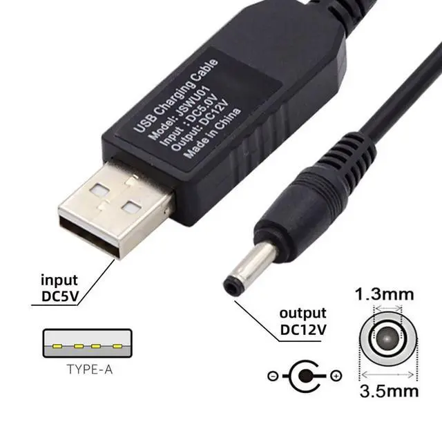 Alt view image 2 of 7 - USB Boost Charging Cable 3.28FT,USB 2.0 DC 5V to DC 12V 3.5x1.35mm Boost Power Cable for Router/Optical Modem