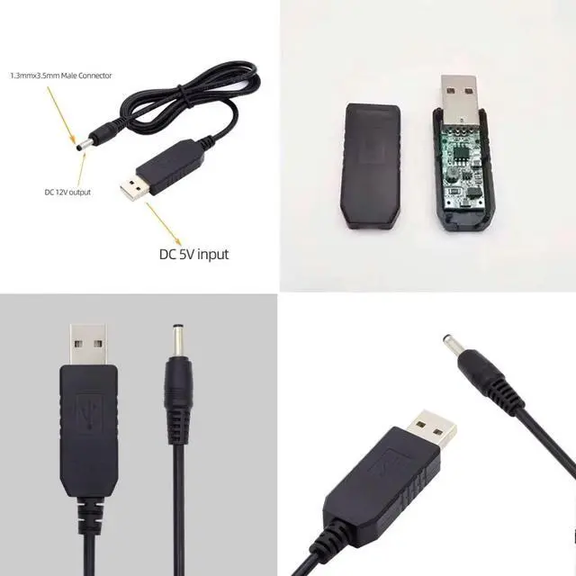 Alt view image 6 of 7 - USB Boost Charging Cable 3.28FT,USB 2.0 DC 5V to DC 12V 3.5x1.35mm Boost Power Cable for Router/Optical Modem