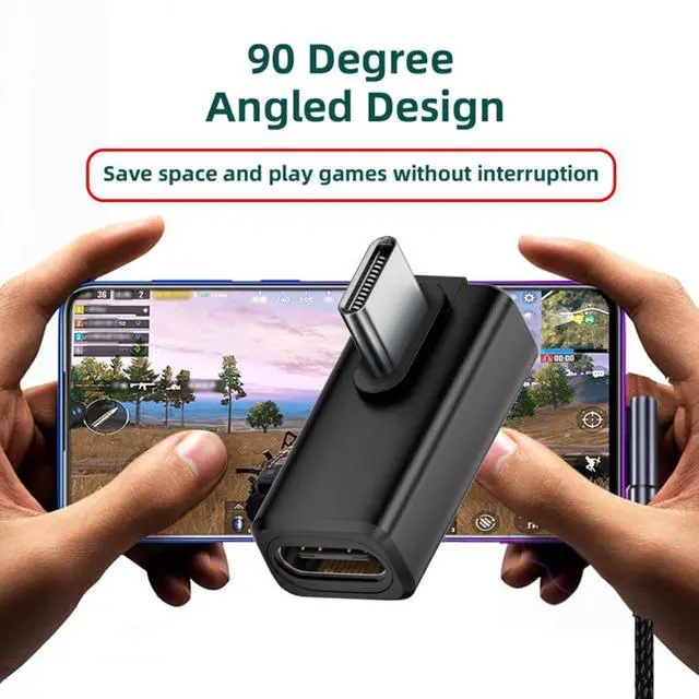 Alt view image 7 of 7 - USB C Extender Adapter,USB 5.0 Type C Male to Female 90 Degree Angled Adapter Support 80Gbps Data Transfer PD 240W Fast Charging 16K/8K/5K Video Output