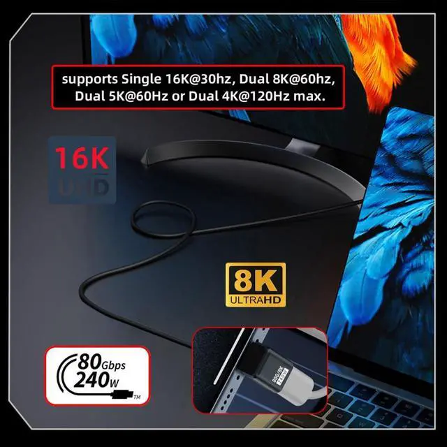 Alt view image 5 of 7 - USB C Extender Adapter,USB 5.0 Type C Male to Female 90 Degree UP Angled Adapter Support 80Gbps Data Transfer PD 240W Fast Charging 16K/8K/5K Video Output