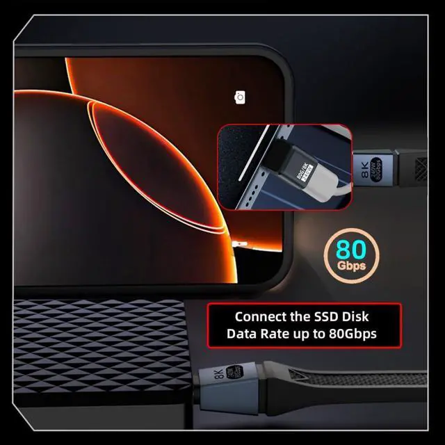 Alt view image 6 of 7 - USB C Extender Adapter,USB 5.0 Type C Male to Female 90 Degree UP Angled Adapter Support 80Gbps Data Transfer PD 240W Fast Charging 16K/8K/5K Video Output