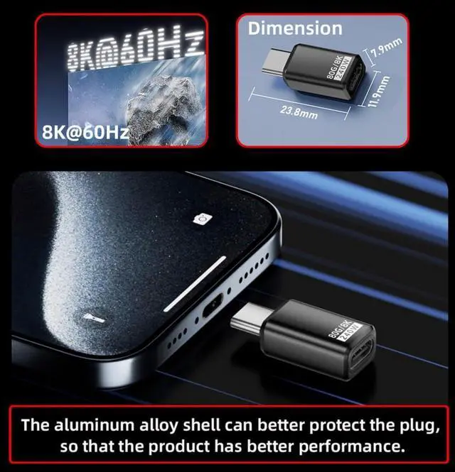 Alt view image 4 of 7 - USB C Extender Adapter,USB 5.0 Type C Male to Female Adapter Support 80Gbps Data Transfer PD 240W Fast Charging 16K/8K/5K Video Output
