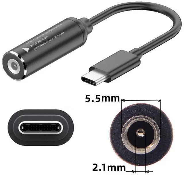 Alt view image 5 of 7 - USB C 65W Charge Converter DC 5.5x2.1mm to USB C 5V 9V 20V Power Plug Charge Cable