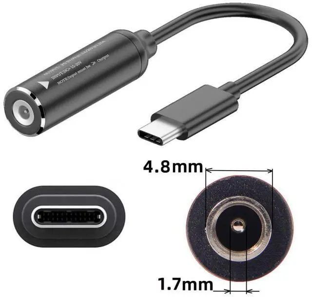 Alt view image 4 of 7 - USB C 65W Charge Converter DC 4.8x1.7mm to USB C 5V 9V 20V Power Plug Charge Cable