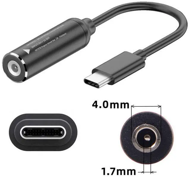 Alt view image 4 of 7 - USB C 65W Charge Converter DC 4.0x1.7mm to USB C 5V 9V 20V Power Plug Charge Cable