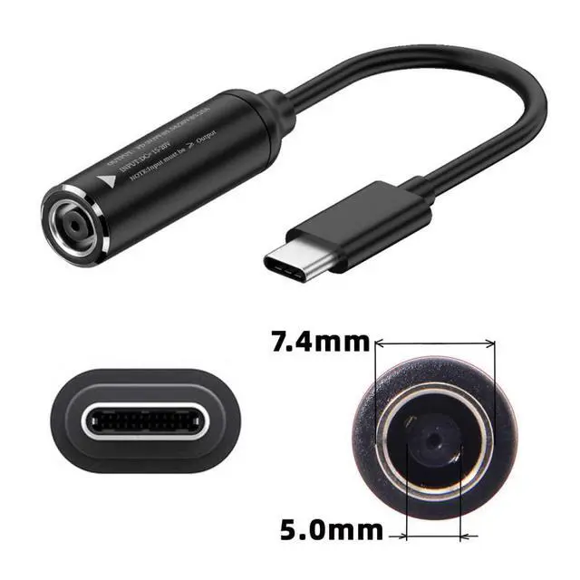 Alt view image 4 of 7 - USB C 65W Charge Converter DC 7.4x5.0mm to USB C 5V 9V 20V Power Plug Charge Cable