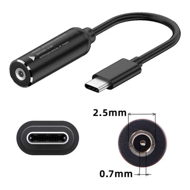 Alt view image 4 of 7 - DC Power to USB C Converter,USB C Male to DC 2.5x0.7mm PD 65W 5V/9V/20V Fast Charging Cable Adapter