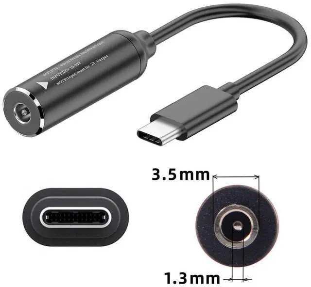 Alt view image 2 of 7 - DC Power to USB C Converter,USB C Male to DC 3.5x1.3mm PD 65W 5V/9V/20V Fast Charging Cable Adapter