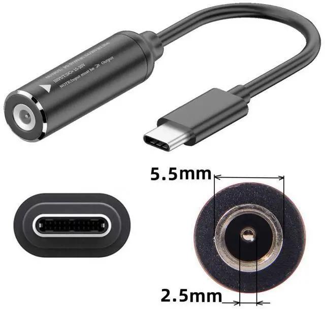 Alt view image 4 of 7 - USB C 65W Charge Converter DC 5.5x2.5mm to USB C 5V 9V 20V Power Plug Charge Cable