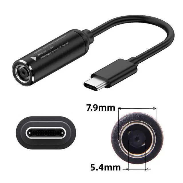 Alt view image 4 of 7 - USB C 65W Charge Converter DC 7.9x5.4mm to USB C 5V 9V 20V Power Plug Charge Cable