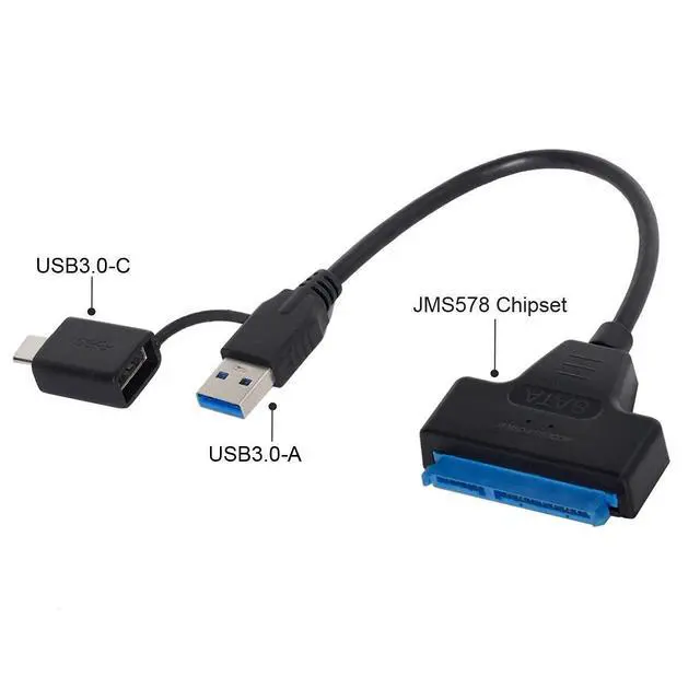 Alt view image 6 of 7 - SATA to USB Cable 2 in 1 USB 3.0/USB C to 2.5" SATA Hard Drive External Converter Adapter for SSD/HDD Data Transfer Support UASP