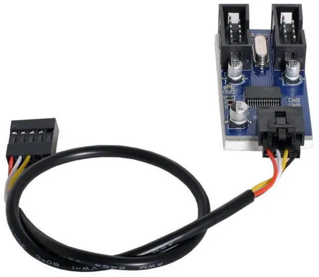 Alt view image 7 of 7 - USB 2.0 Front Panel Header 9Pin/10Pin 1 to 2 HUB 9Pin/10Pin Mainboard Header Extension Adapter Splitter Cable