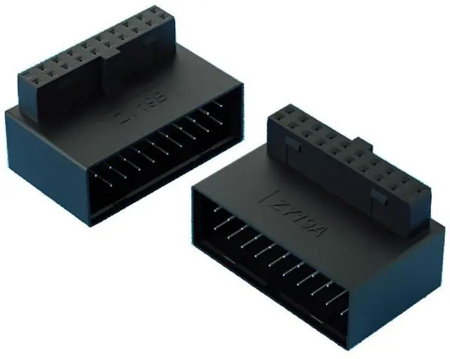Main image of USB 3.0 Right Angled 90 Degree 19/20 Pin Male to Female Extension Adapter Motherboard Connector for Streamlined Cable Management & Effortless PC Assembly (A+B)