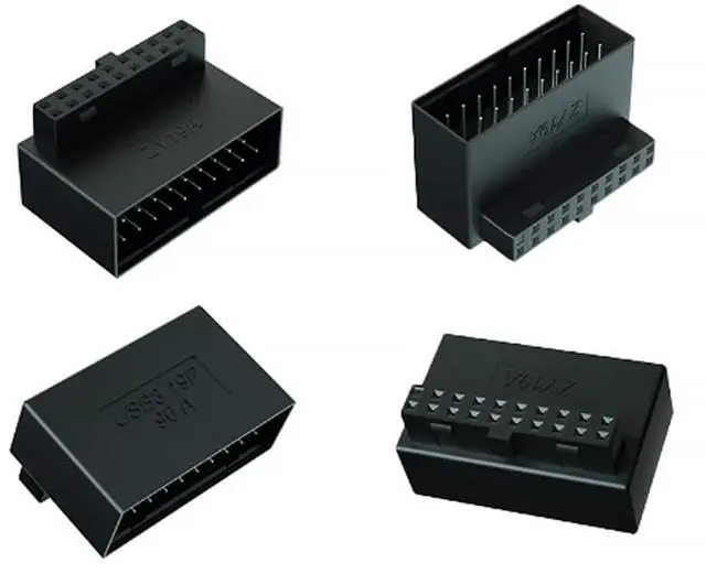 Alt view image 3 of 6 - USB 3.0 Right Angled 90 Degree 19/20 Pin Male to Female Extension Adapter Motherboard Connector for Streamlined Cable Management & Effortless PC Assembly (A)