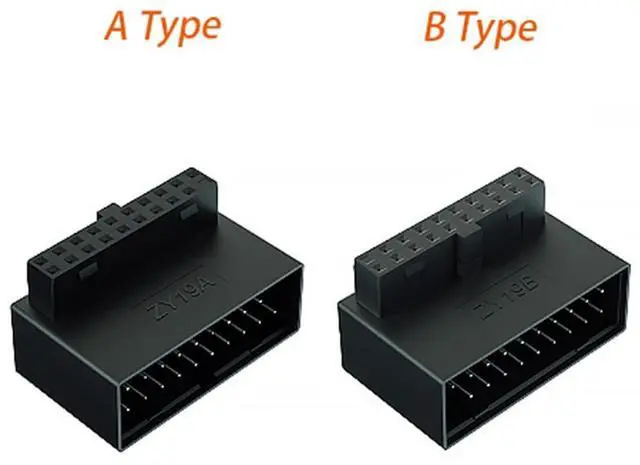 Alt view image 6 of 6 - USB 3.0 Right Angled 90 Degree 19/20 Pin Male to Female Extension Adapter Motherboard Connector for Streamlined Cable Management & Effortless PC Assembly (B)