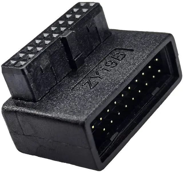 Main image of USB 3.0 Right Angled 90 Degree 19/20 Pin Male to Female Extension Adapter Motherboard Connector for Streamlined Cable Management & Effortless PC Assembly (B)