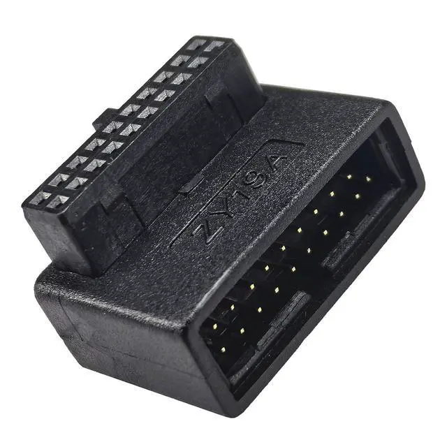 Alt view image 2 of 6 - USB 3.0 Right Angled 90 Degree 19/20 Pin Male to Female Extension Adapter Motherboard Connector for Streamlined Cable Management & Effortless PC Assembly (A)