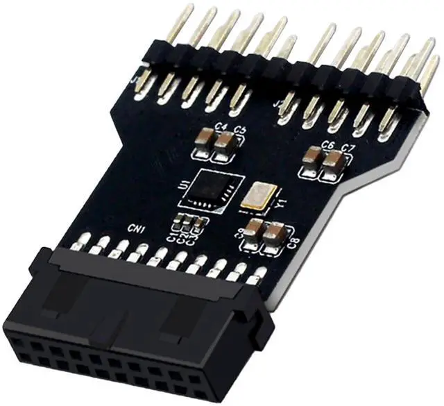 Main image of USB 3.0 19/20 PIN to Dual Motherboard USB 2.0 9PIN Adapter, Black PCB Board, Computer Internal Header Converter