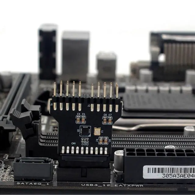 Alt view image 4 of 5 - USB 3.0 19/20 PIN to Dual Motherboard USB 2.0 9PIN Adapter, Black PCB Board, Computer Internal Header Converter