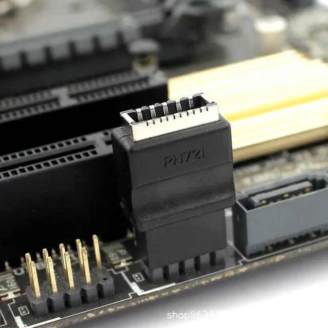 Alt view image 2 of 5 - USB 2.0 9 Pin to Type E Motherboard Adapter Black