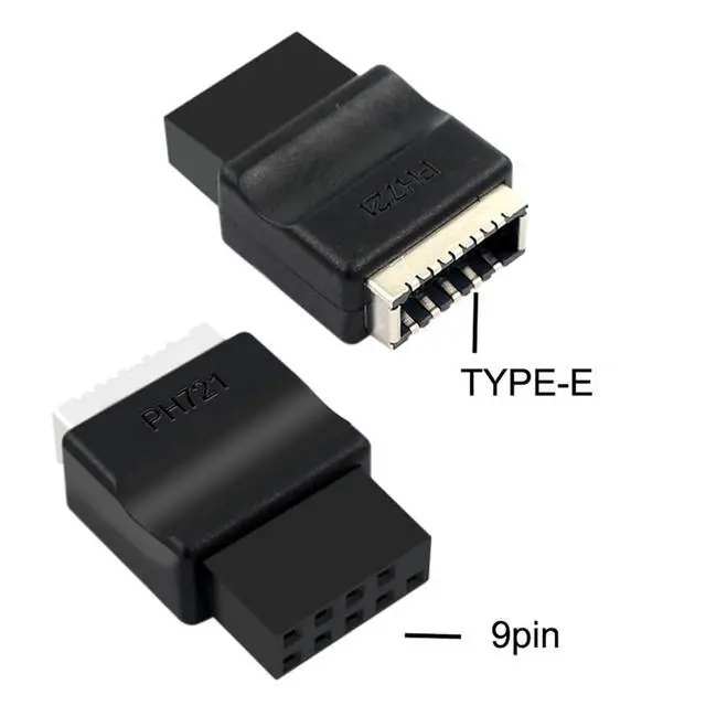 Alt view image 4 of 5 - USB 2.0 9 Pin to Type E Motherboard Adapter Black