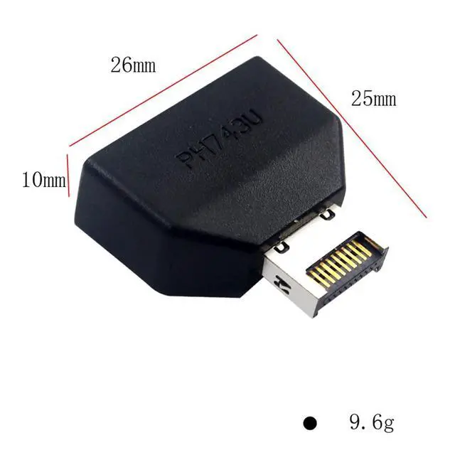 Alt view image 3 of 6 - USB 3.0 Motherboard Type E to 19-Pin Adapter, Black, Computer Connector, Data Transfer Cable Converter
