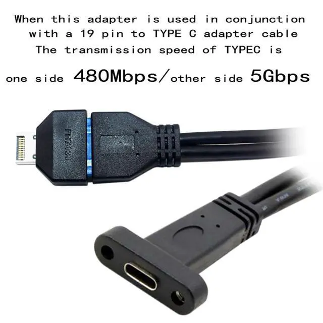 Alt view image 4 of 6 - USB 3.0 Motherboard Type E to 19-Pin Adapter, Black, Computer Connector, Data Transfer Cable Converter