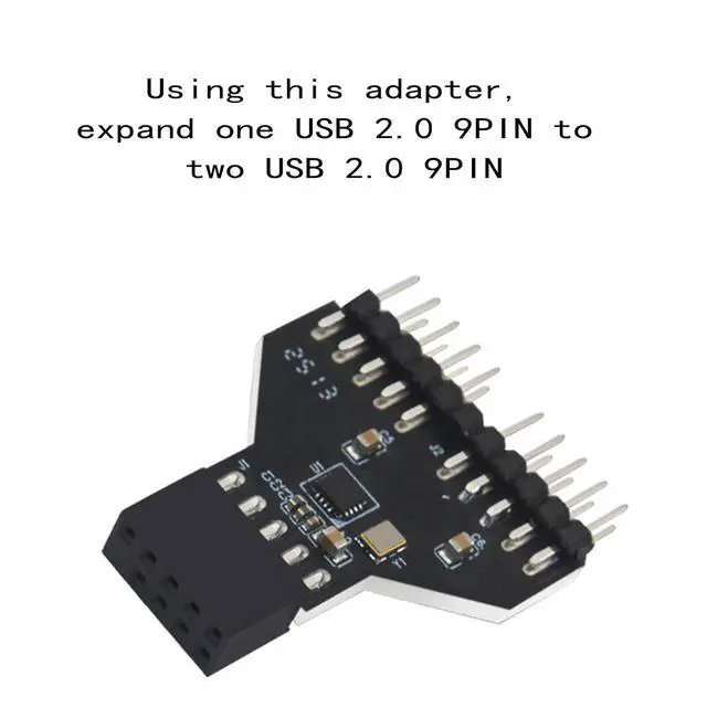 Alt view image 2 of 7 - USB 2.0 Motherboard 9-Pin Header to Dual Port Adapter, Internal USB Splitter, Black