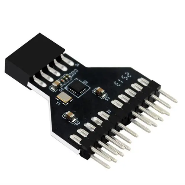 Alt view image 4 of 7 - USB 2.0 Motherboard 9-Pin Header to Dual Port Adapter, Internal USB Splitter, Black