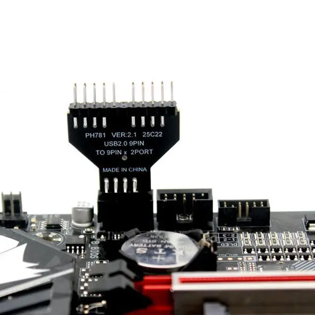 Alt view image 5 of 7 - USB 2.0 Motherboard 9-Pin Header to Dual Port Adapter, Internal USB Splitter, Black