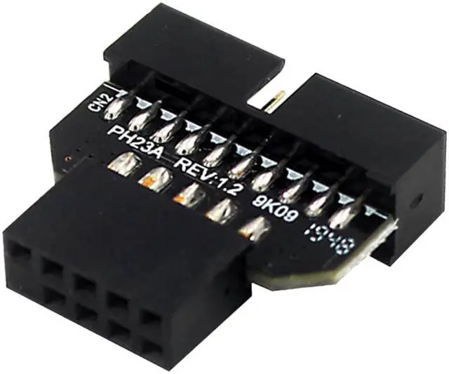 Main image of USB 2.0 9PIN Female to 19PIN Male Adapter, Black, Computer Connector Converter for Motherboard Header