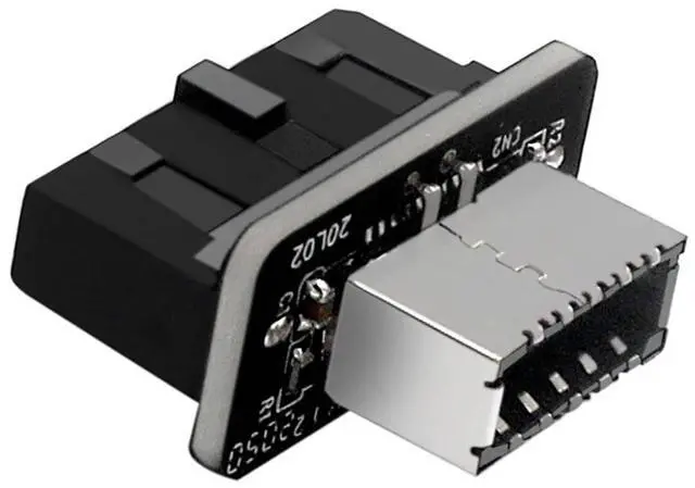 Main image of USB 3.0 19-Pin to USB 3.2 Type E Adapter, Internal Motherboard Converter, Front Panel Type-C Port, Black