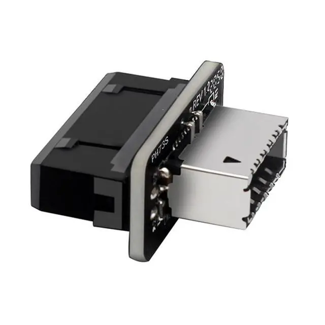 Alt view image 3 of 6 - USB 3.0 19-Pin to USB 3.2 Type E Adapter, Internal Motherboard Converter, Front Panel Type-C Port, Black