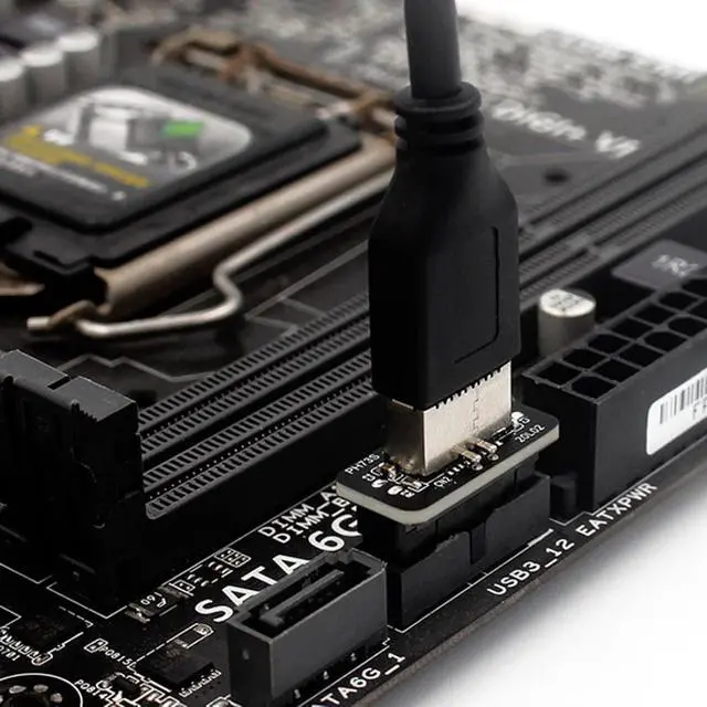Alt view image 4 of 6 - USB 3.0 19-Pin to USB 3.2 Type E Adapter, Internal Motherboard Converter, Front Panel Type-C Port, Black