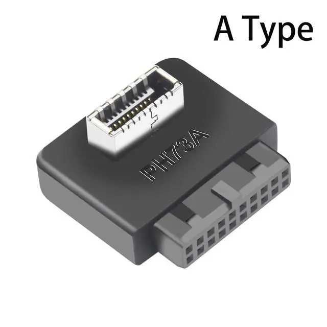 Alt view image 5 of 5 - USB 3.0 to USB Type-E (Key A) 90 Degree Right Angle Adapter for 19/20 Pin Motherboard Header Internal Front Panel USB C Bracket with Plastic Housing A