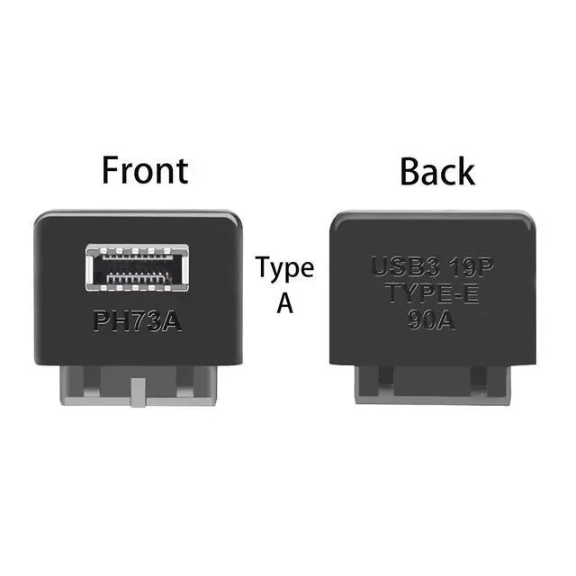 Alt view image 2 of 5 - USB 3.0 to USB Type-E (Key A) 90 Degree Right Angle Adapter for 19/20 Pin Motherboard Header Internal Front Panel USB C Bracket with Plastic Housing A
