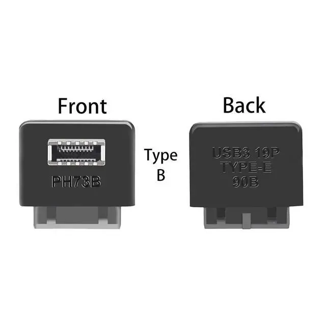 Alt view image 2 of 5 - USB 3.0 to USB Type-E (Key A) 90 Degree Right Angle Adapter for 19/20 Pin Motherboard Header Internal Front Panel USB C Bracket with Plastic Housing B