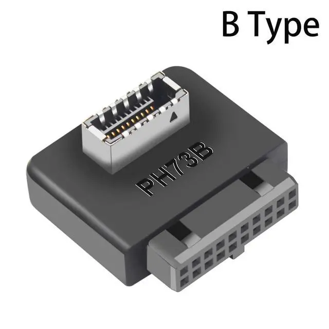 Alt view image 4 of 5 - USB 3.0 to USB Type-E (Key A) 90 Degree Right Angle Adapter for 19/20 Pin Motherboard Header Internal Front Panel USB C Bracket with Plastic Housing B