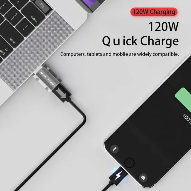 Alt view image 3 of 6 - 10Gbps USB C Female to USB Male Adapter, Zinc Alloy Double-Sided USB A to Type C Adapter with10Gbps High-Speed Data Transfer & PD120W Stable Charging for Laptop Charger Power Bank(4Pack)