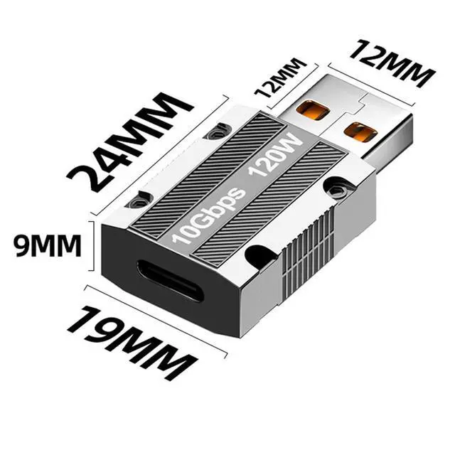 Alt view image 5 of 6 - 10Gbps USB C Female to USB Male Adapter, Zinc Alloy Double-Sided USB A to Type C Adapter with10Gbps High-Speed Data Transfer & PD120W Stable Charging for Laptop Charger Power Bank(4Pack)