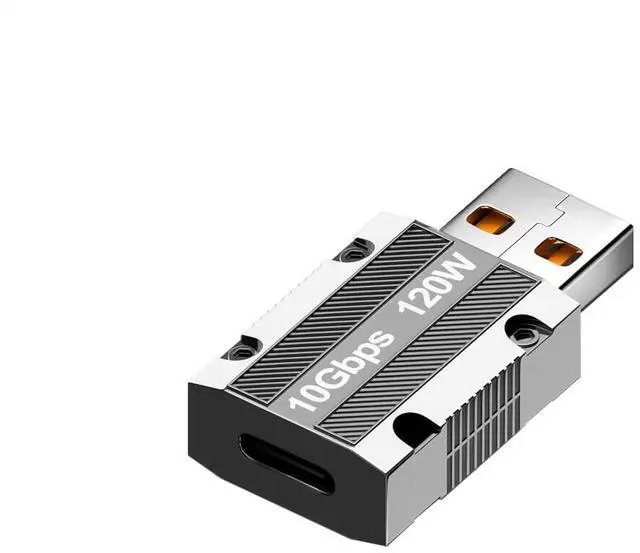 Main image of 10Gbps USB C to USB Adapter, Zinc Alloy Double-Sided USB A to Type C Adapter with10Gbps High-Speed Data Transfer & PD120W Stable Charging for Laptop Charger Power Bank