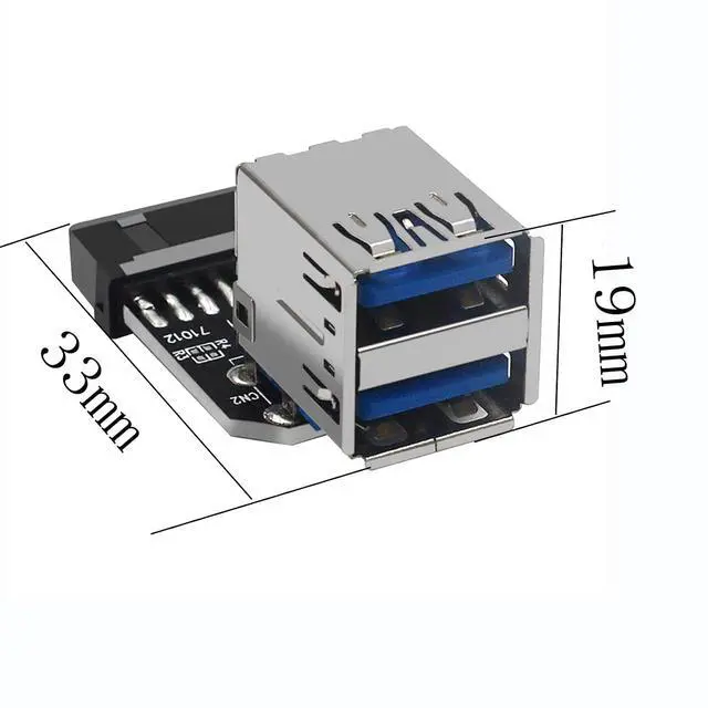 Alt view image 6 of 6 - USB 3.0 Dual Port Adapter 19/20 PIN to Dual USB 3.0 Female Header for PC Motherboard Expansion (A)