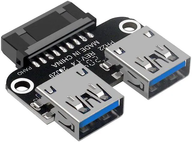 Main image of USB 3.0 Dual Port Adapter 19/20 PIN to Dual USB 3.0 Female Header for PC Motherboard Expansion (B)