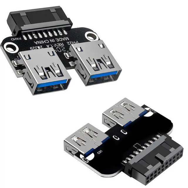 Alt view image 6 of 7 - USB 3.0 Dual Port Adapter 19/20 PIN to Dual USB 3.0 Female Header for PC Motherboard Expansion (B)