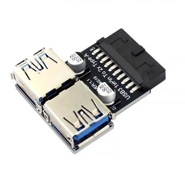 Alt view image 3 of 6 - USB 3.0 Dual Port Adapter 19/20 PIN to Dual USB 3.0 Female Header for PC Motherboard Expansion (D)