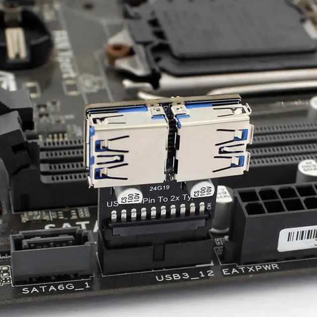 Alt view image 4 of 6 - USB 3.0 Dual Port Adapter 19/20 PIN to Dual USB 3.0 Female Header for PC Motherboard Expansion (D)